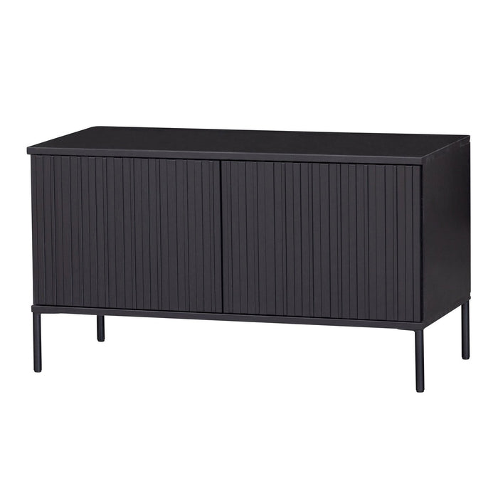 Meuble TV bois et métal noir Gravure