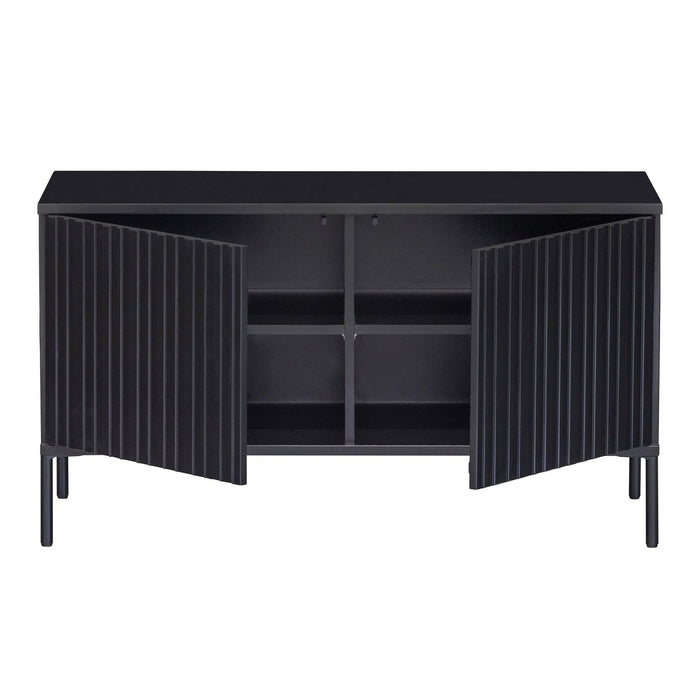 Meuble TV bois et métal noir Gravure