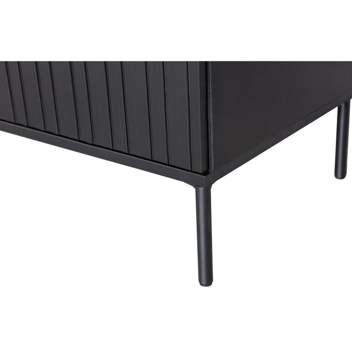 Meuble TV bois et métal noir Gravure