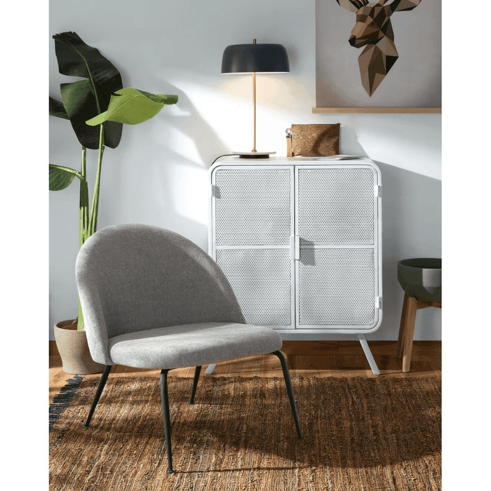 Fauteuil tissu chenille et acier Blava