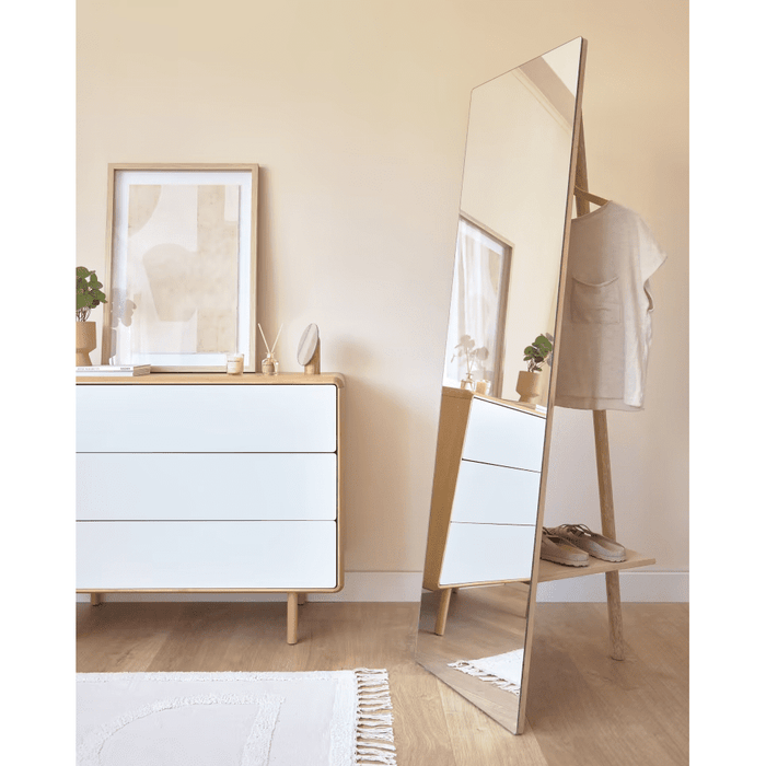 Miroir porte-manteaux bois bouleau