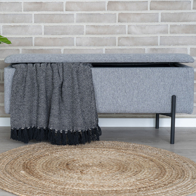Banc bout de lit tissu et métal Watford