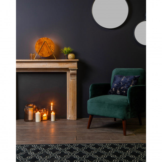 Fauteuil velours pieds bois Brooks
