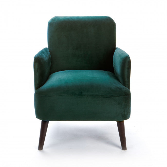 Fauteuil velours pieds bois Brooks