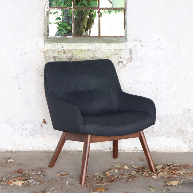 Fauteuil tissu pieds bois naturel London