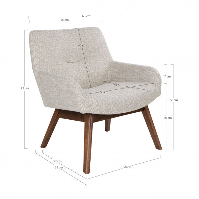Fauteuil tissu pieds bois naturel London