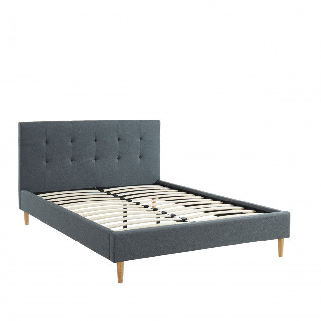 Lit capitonné tissu et bois Blato