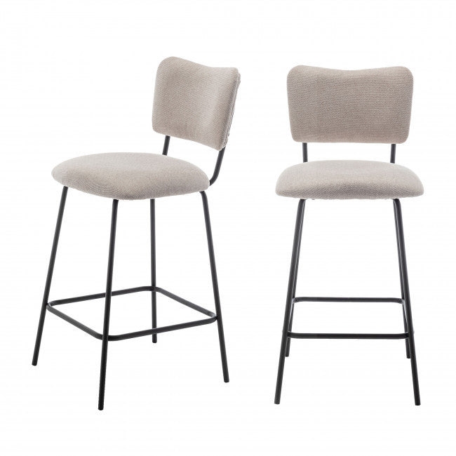 Tabouret tissu et métal Vander beige