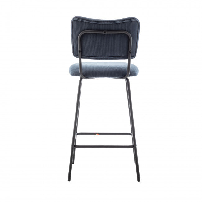 Tabouret velours côtelé et métal Vander bleu