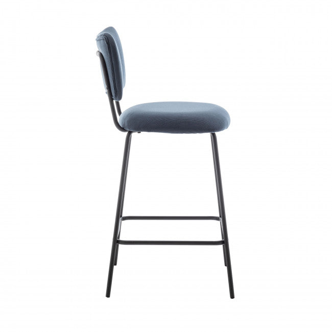 Tabouret velours côtelé et métal Vander bleu