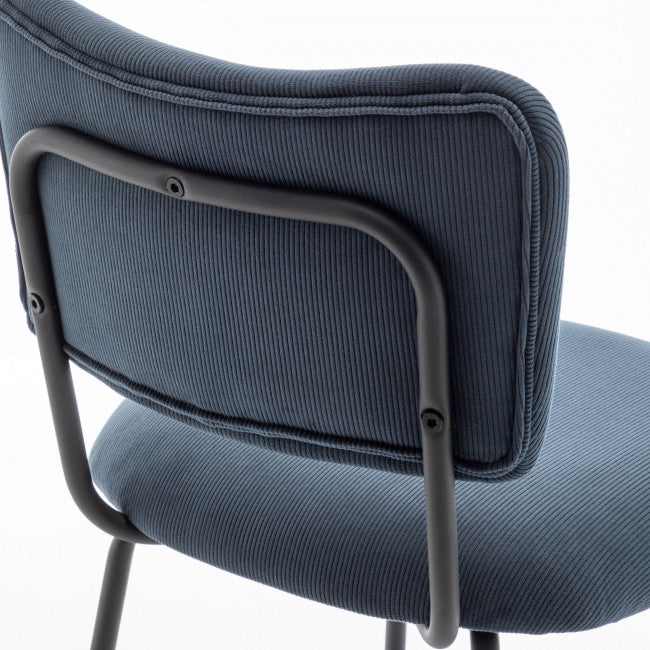 Tabouret velours côtelé et métal Vander bleu