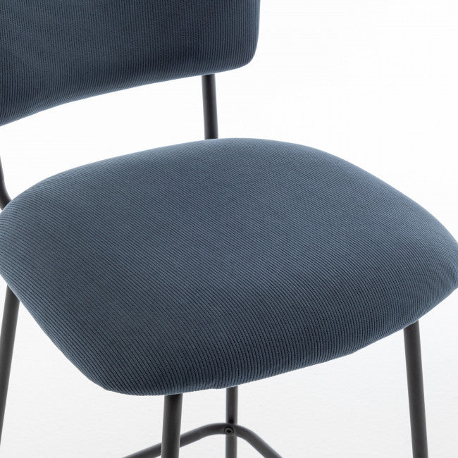 Tabouret velours côtelé et métal Vander bleu