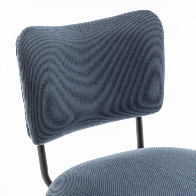 Tabouret velours côtelé et métal Vander bleu